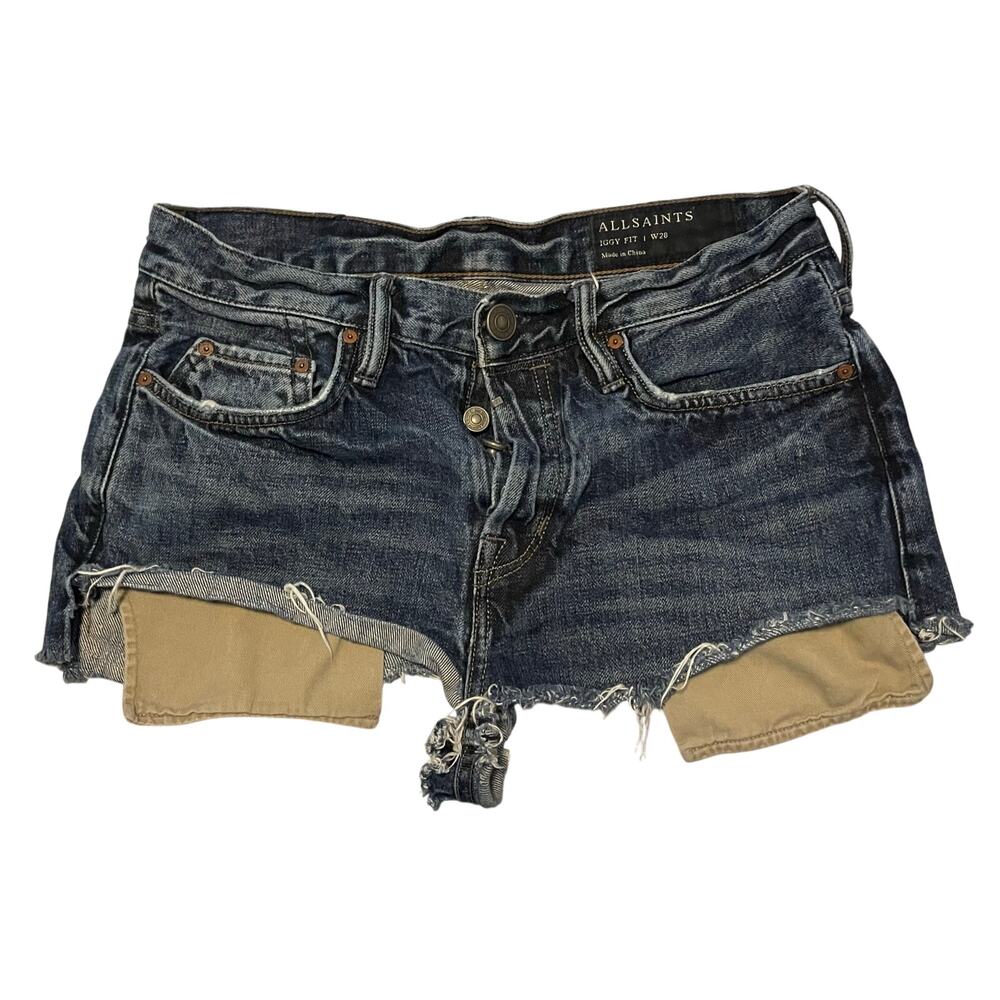 All Saints Women’s Nash Iggy Fit Low/Mid Rise Booty Denim Shorts Size 28
